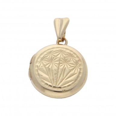 Pre-Owned 9ct Yellow Gold Patterned Round Locket Pendant