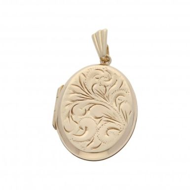 Pre-Owned 9ct Yellow Gold Patterned Oval Locket Pendant
