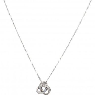 New 9ct White Gold 18 Inch Diamond Set Knot Necklace