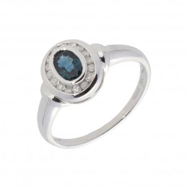 New 9ct White Gold Sapphire & Diamond Cluster Dress Ring