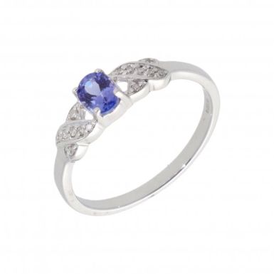 New 9ct White Gold Tanzanite & Diamond Dress Ring