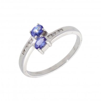 New 9ct White Gold Tanzanite & Diamond Twist Dress Ring