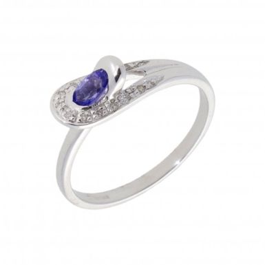New 9ct White Gold Tanzanite & Diamond Cluster Dress Ring