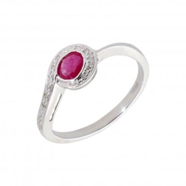 New 9ct White Gold Ruby & Diamond Dress Ring
