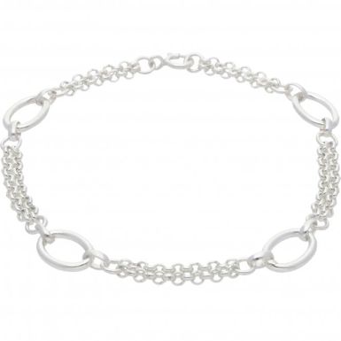 New Sterling Silver Fancy Loop Belcher Ladies Bracelet