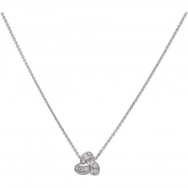 New 9ct White Gold Diamond Knot Pendant & 17" Adjustable Chain