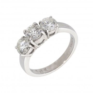 New 18ct White Gold 1.74ct Diamond Trilogy 3 Stone Ring