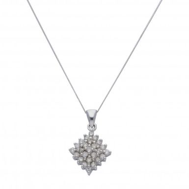 New 9ct White Gold 0.50ct Diamond Pendant & 18" Necklace