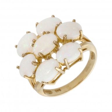 New 9ct Yellow Gold Opal Cluster Dress Ring