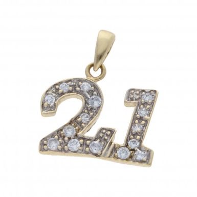 Pre-Owned 9ct Yellow Gold Cubic Zirconia Age 21 Pendant