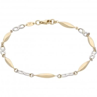 New 9ct Yellow & White Gold 7.5 Ladies Fancy Ladies Bracelet