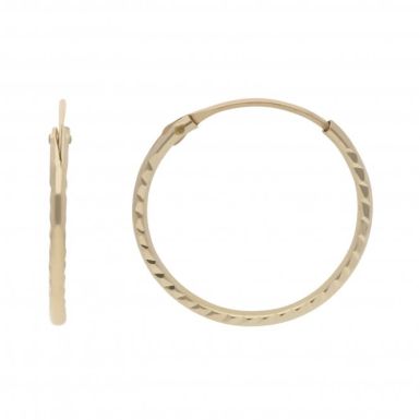 New 9ct Gold 12mm Diamond Cut Hinged Wire Sleeper Earrings