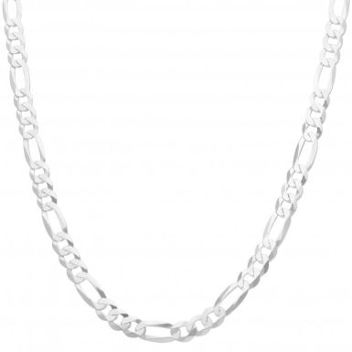 New Sterling Silver 28 Inch Diamond-Cut Figaro Chain Necklace