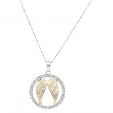 New 9ct  Colour Gold Diamond Angel Wings Pendant & 18" Necklace