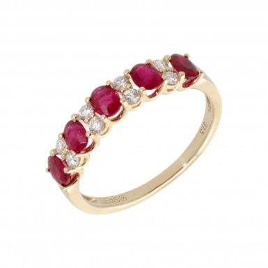 New 9ct Yellow Gold Ruby & Diamond Eternity Band Ring