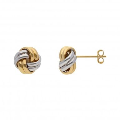 New 9ct Two Colour Gold 8mm Double Knot Stud Earrings
