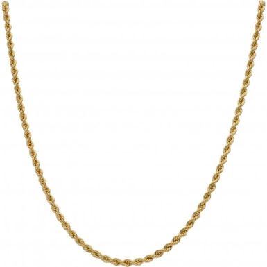 New 9ct Yellow Gold 18 Inch Hollow Rope Chain Necklace