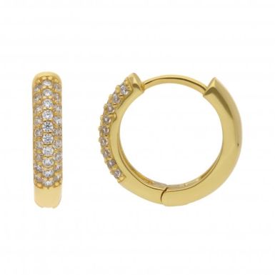 New Sterling Silver & Gold Plated Cubic Zirconia Huggie Earrings