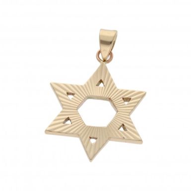 Pre-Owned 9ct Yellow Gold Solid Star Of David Pendant