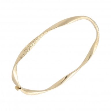 New 9ct Yellow Gold Diamond-Cut Twist Design Ladies Bangle