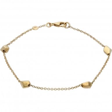 New 9ct Yellow Gold 7.5" Fancy Station Ladies Bracelet