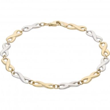 New Yellow & White Gold Infinity Link 7.5" Ladies Bracelet