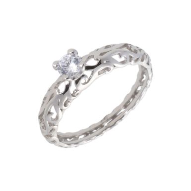 New Sterling Silver Cubic Zirconia Solitaire Dress Ring