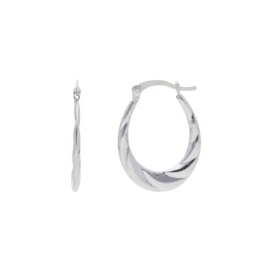 New Sterling Silver Twisted Oval Creole Hoop Earrings