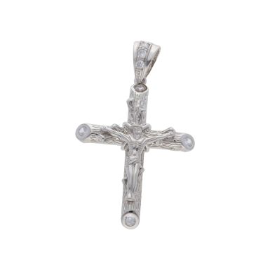 New Sterling Silver Cubic Zirconia Large Crucifix Pendant
