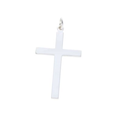 New Sterling Silver Large Solid Plain Cross Pendant