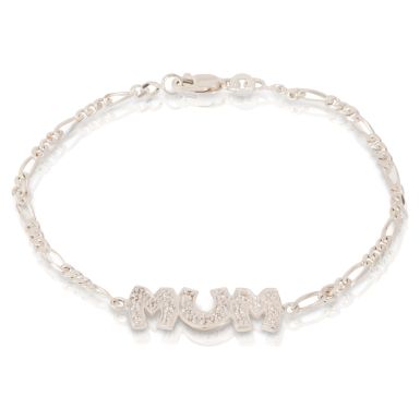 New Sterling Silver Cubic Zirconia Set Mum Bracelet