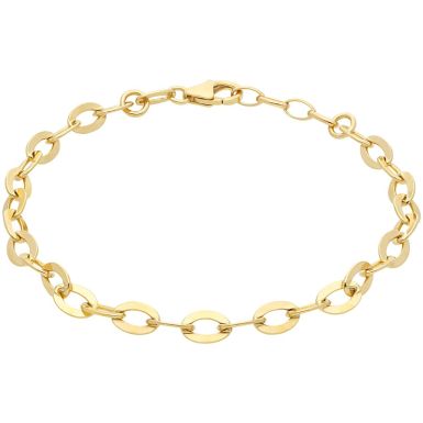 New Gold Plated Sterling Silver Flat Oval Belcher Bracelet