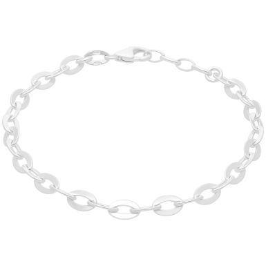 New Sterling Silver Flat Oval Belcher Link Bracelet