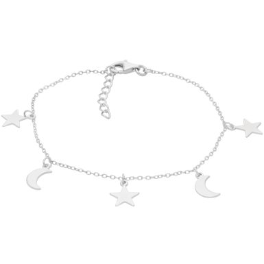 New Sterling Silver Moon & Stars Ladies Bracelet