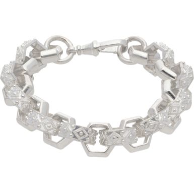 New Sterling Silver 10" Pattern & Polish Hexagon Belcher 1.9oz