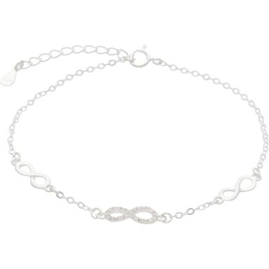 New Sterling Silver Infinity Symbol Ladies 7.5" Bracelet