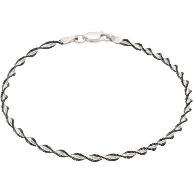 New 2 Colour Sterling Silver Twisted Link Ladies Bracelet