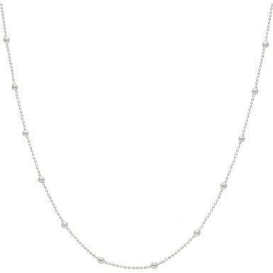 New Sterling Silver Bobble Bead Station 18 Inch Necklace