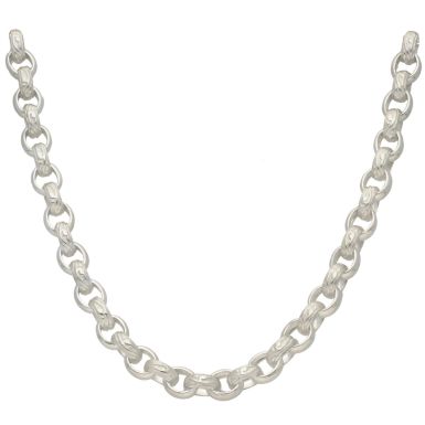 New Silver 22" Pattern & Polish Solid Oval Belcher Link Necklace