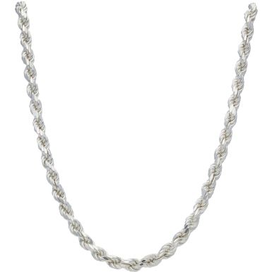 New Sterling Silver 22 Inch Hollow Rope Chain Necklace 30g