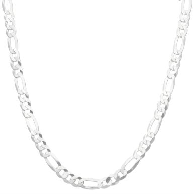 New Sterling Silver 24 Inch Diamond-Cut Figaro Necklace