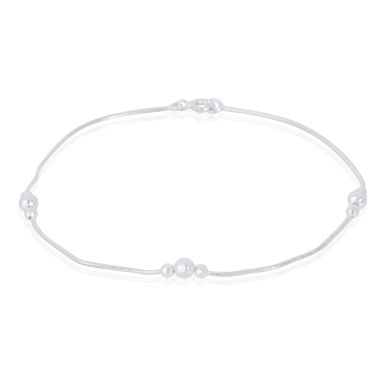 New Sterling Silver 9.5 Inch Bead Ladies Anklet