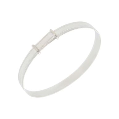 New Sterling Silver Beaded Edge Expanding Bangle