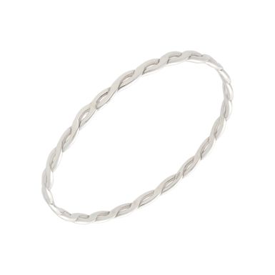 New Sterling Silver Twist Design Push-On Ladies Bangle