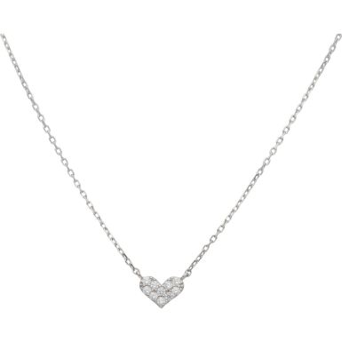 New Sterling Silver Cubic Zirconia Heart Necklace