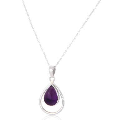 New Sterling Silver Amethyst Pendant & 18 Inch Chain Necklace