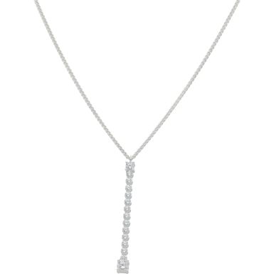 New Sterling Silver Cubic Zirconia Line Pendant & 18" Necklace