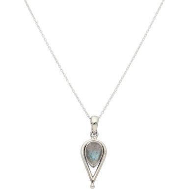 New Sterling Silver Labradorite Pendant & 18" Necklace