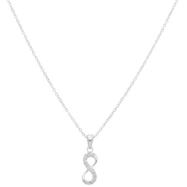 New Sterling Silver Cubic Zirconia Infinity Pendant & 18" Chain