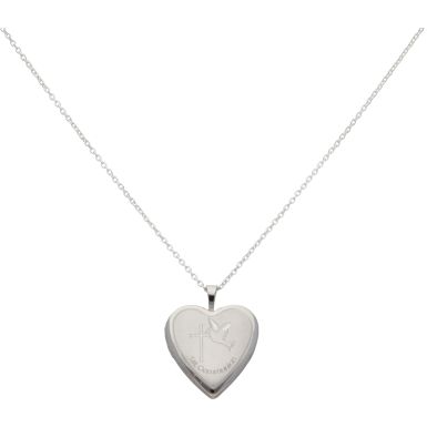 New Sterling Silver 1st Communion Heart Locket & 16" Necklace